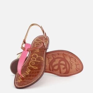Sam Edelman Pink and Brown Leather Sandals with Medallion Detail